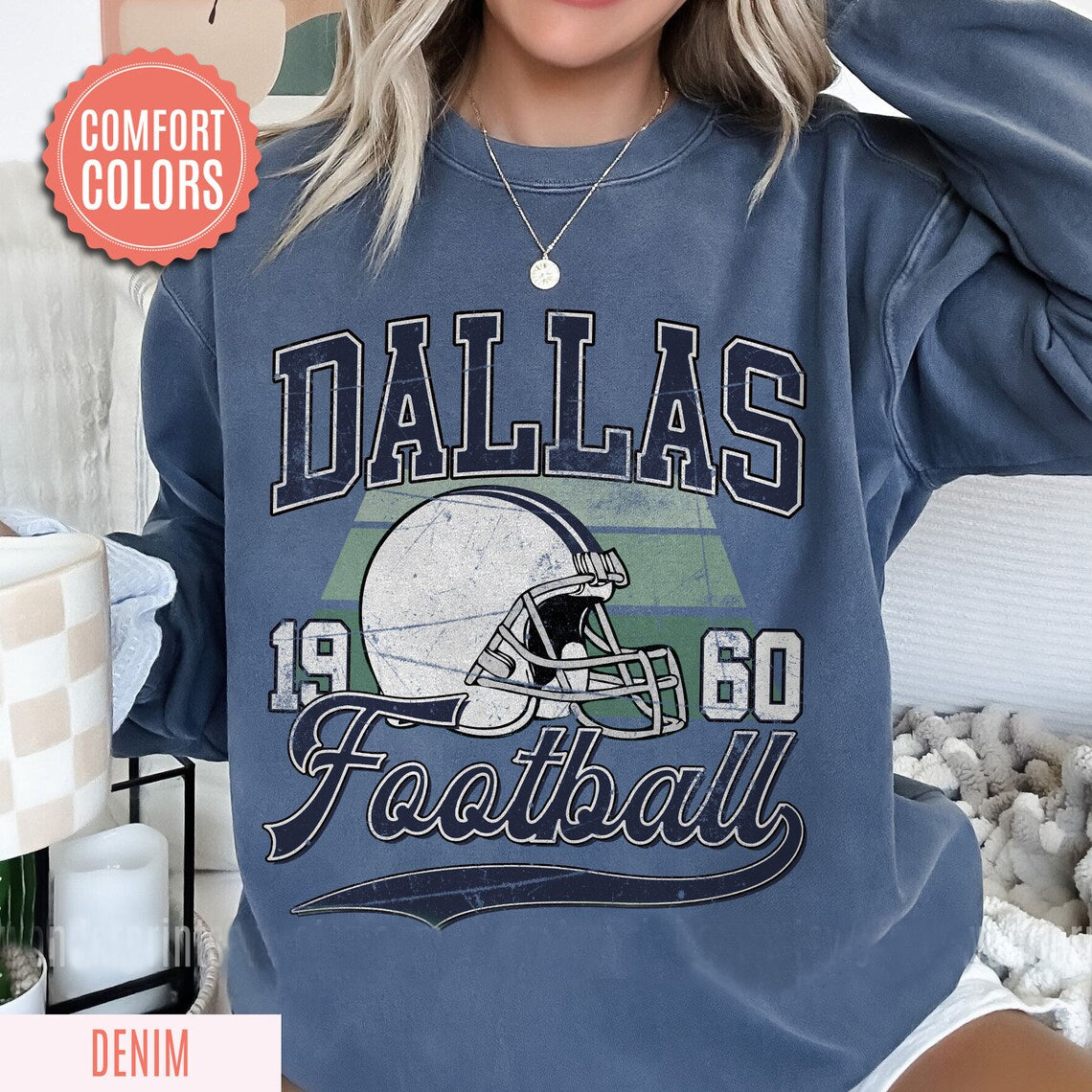 Dallas Football Vintage Style Comfort Colors Sweatshirt