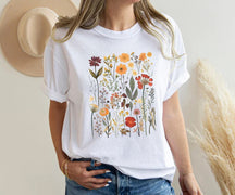 Retro Pressed Wildflowers  Boho Flower Shirt