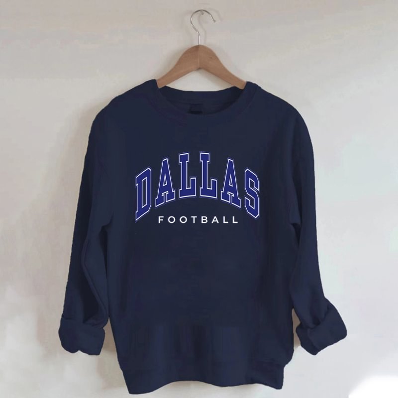 Marineblaues Text-Sweatshirt im Dallas-Texas-Uni-Stil