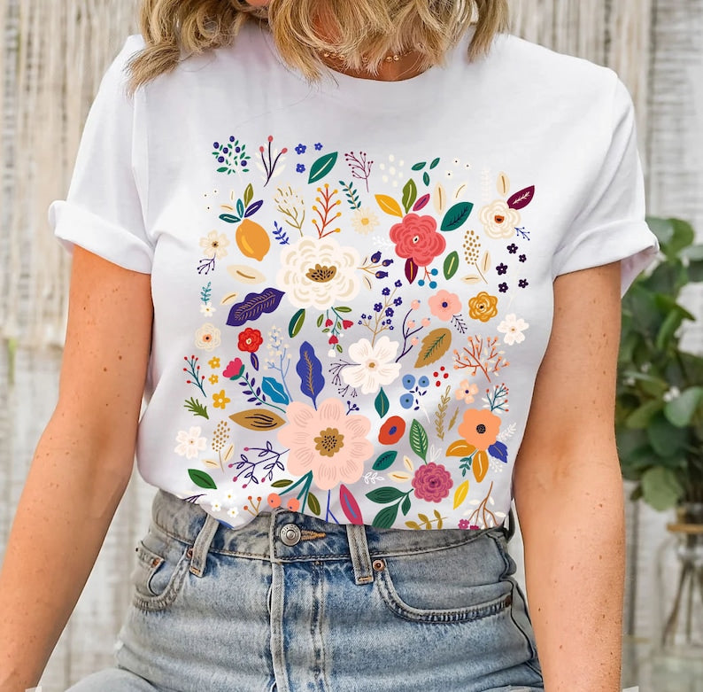 Wild Flowers Print T-shirt