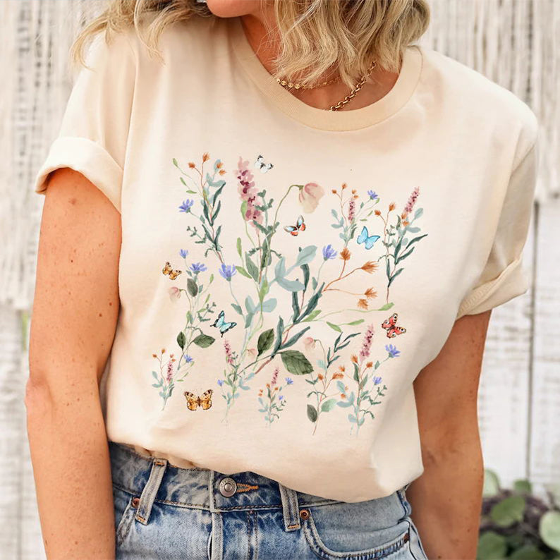 Pressed Flowers Shirt Wildflower Shirt