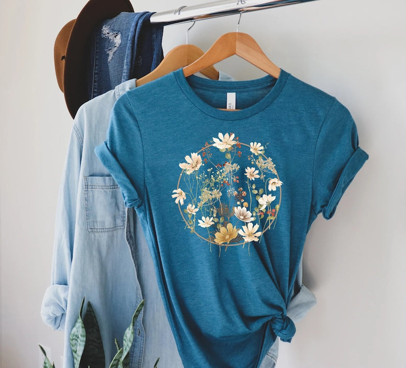 Lässiges T-Shirt mit Blumen-Grafikdruck