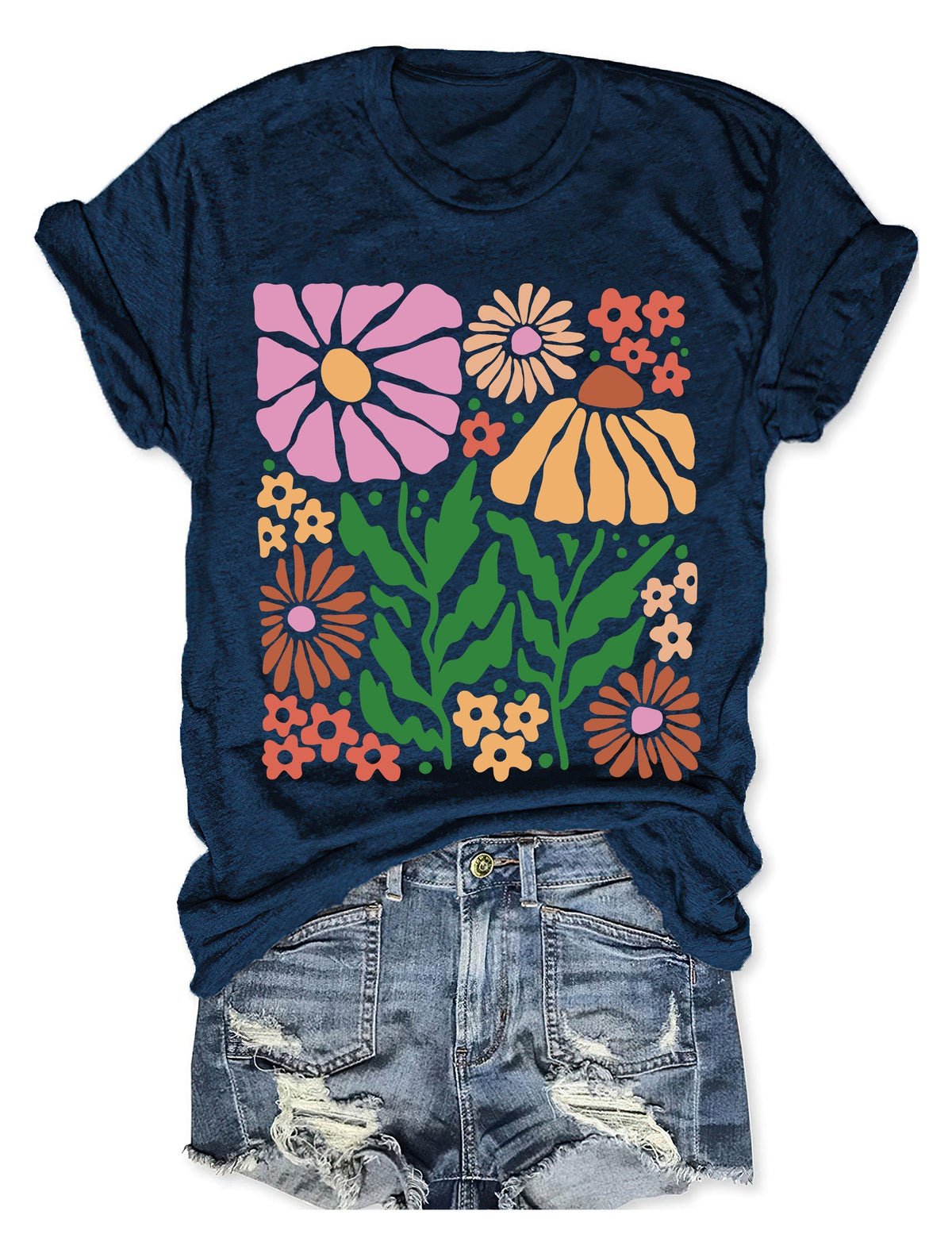 Retro-Blumen-T-Shirt