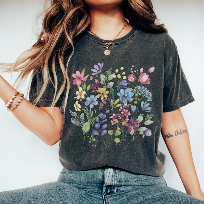Blumen-Shirt-Geschenk für Sie Wildblumen-Shirt