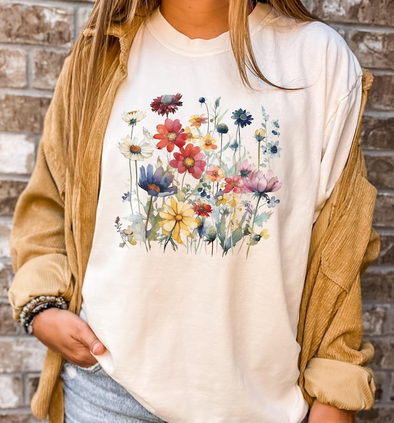 Boho Watercolor Wildflowers T-shirt