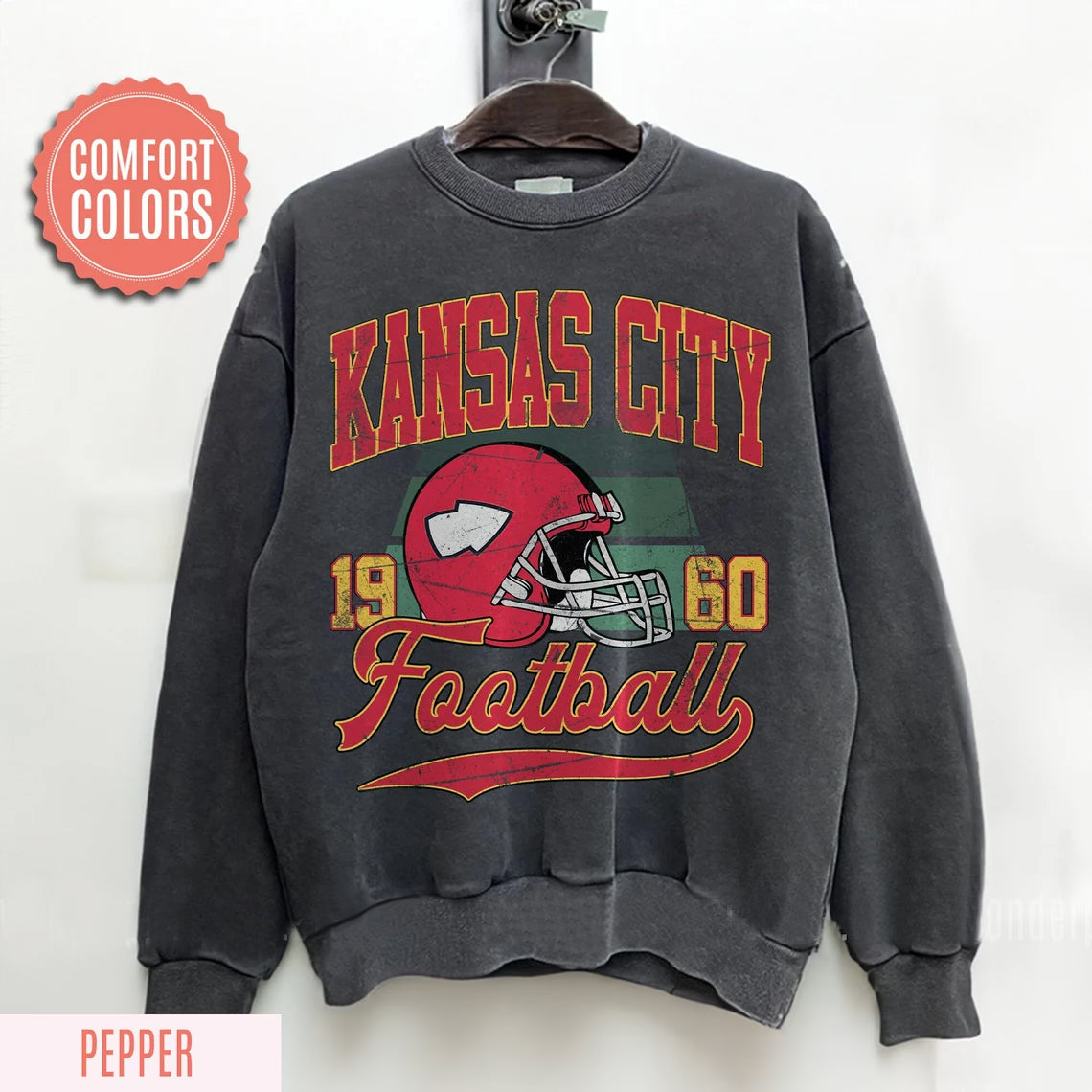 Kansas City Football-Sweatshirt mit Rundhalsausschnitt im Vintage-Stil