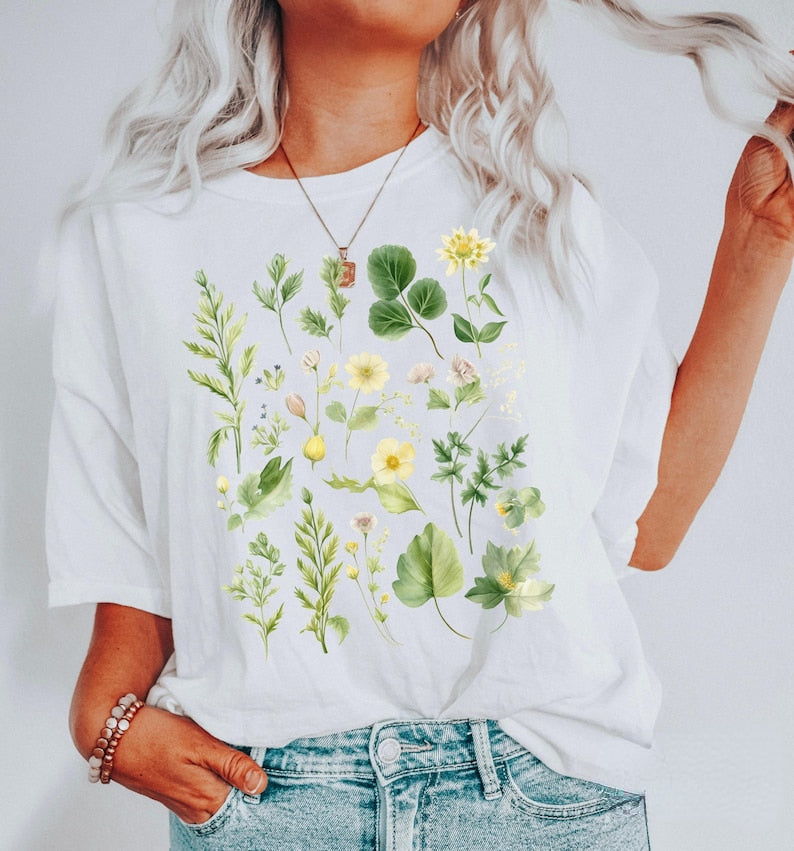 Boho Aquarell Botanisches Shirt Blumen T-Shirt