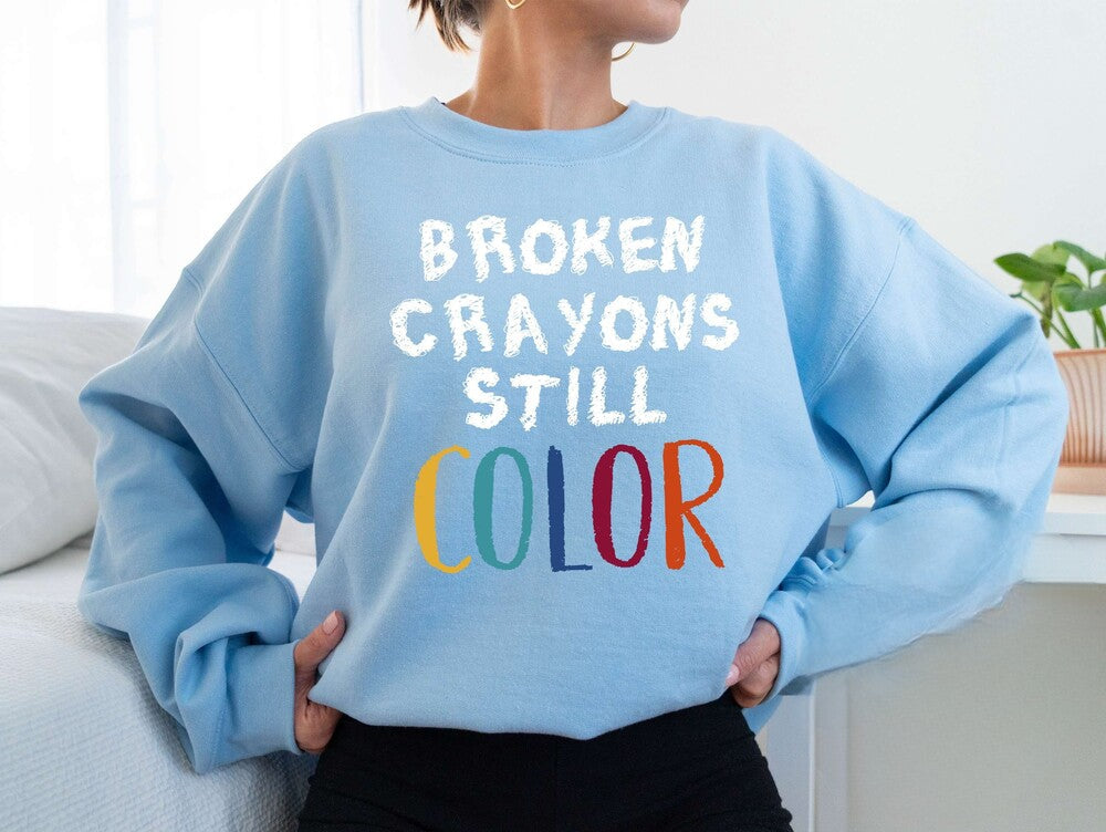 Broken Crayon Still Colorful Crew Neck Sweatshirt