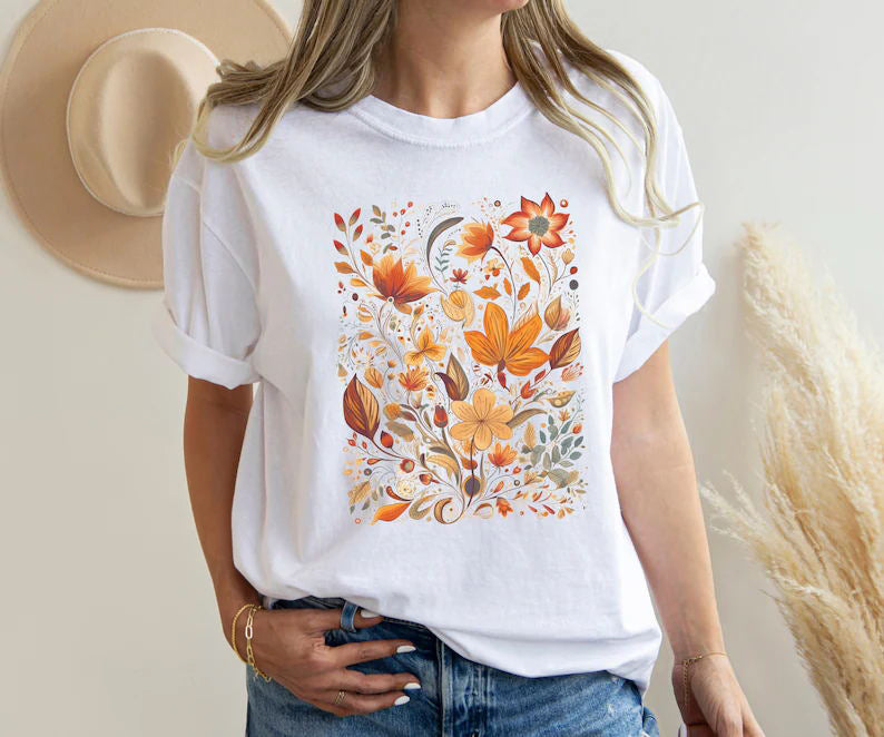 Rustikales Aquarell-Blumen-Natur-Botanik-Shirt
