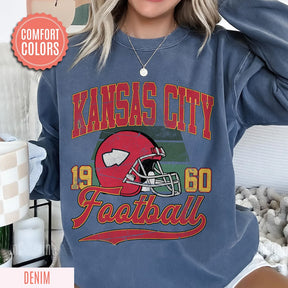 Vintage Style Kansas City Football Crewneck Sweatshirt