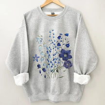 Vintage Pressed Flowers Azure Sweatshirt