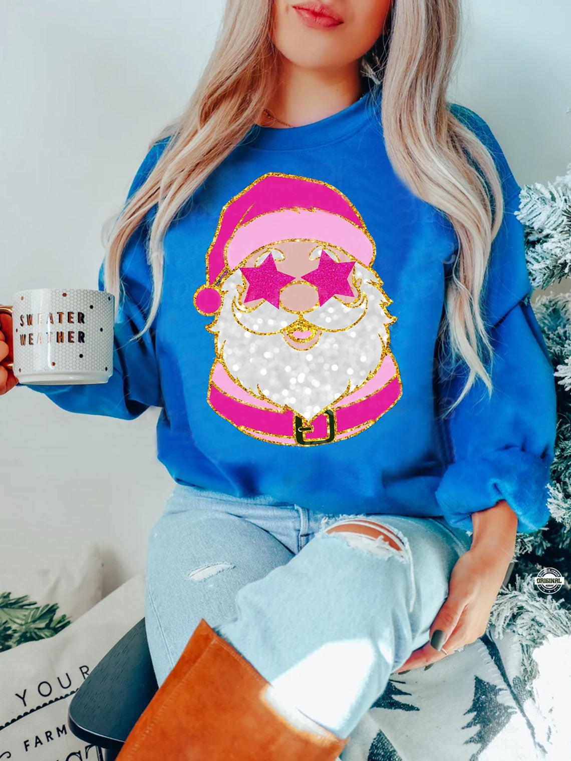Weihnachtslichter rosa Sweatshirt
