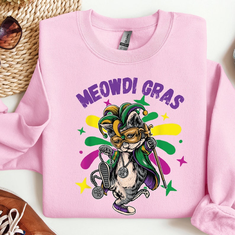 Mardi Gras Cat Sweatshirt and Hoodie