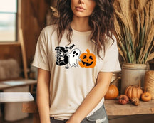 Halloween Pumpkin And Ghost Print T-shirt
