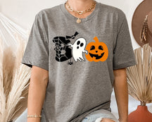 Halloween Pumpkin And Ghost Print T-shirt