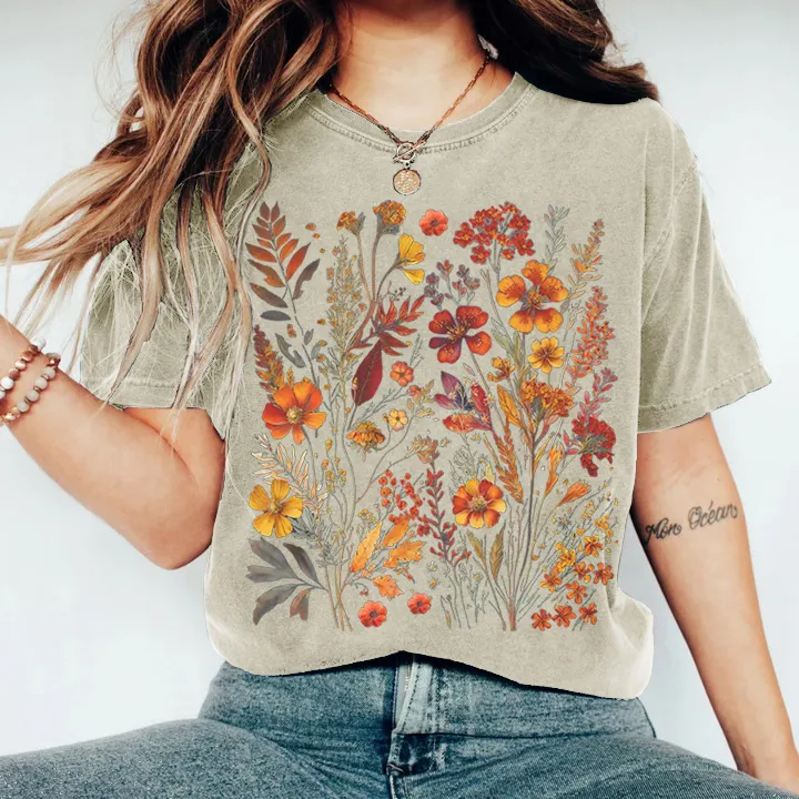 Vintages Wildblumen-Gartenliebhaber-T-Shirt