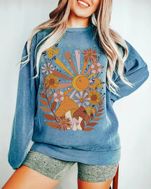 Boho Retro Sun Moon Comfort Colors Sweatshirt