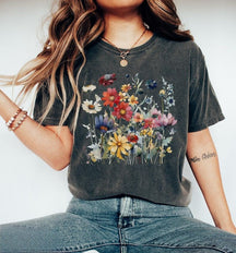 Boho-Aquarell-Wildblumen-T-Shirt