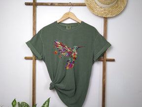 Florales Kolibri-Shirt, Tierliebhaber-T-Shirt