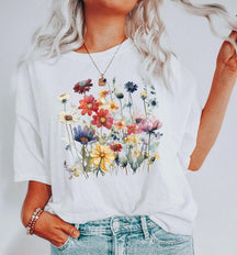 Boho Watercolor Wildflowers T-shirt