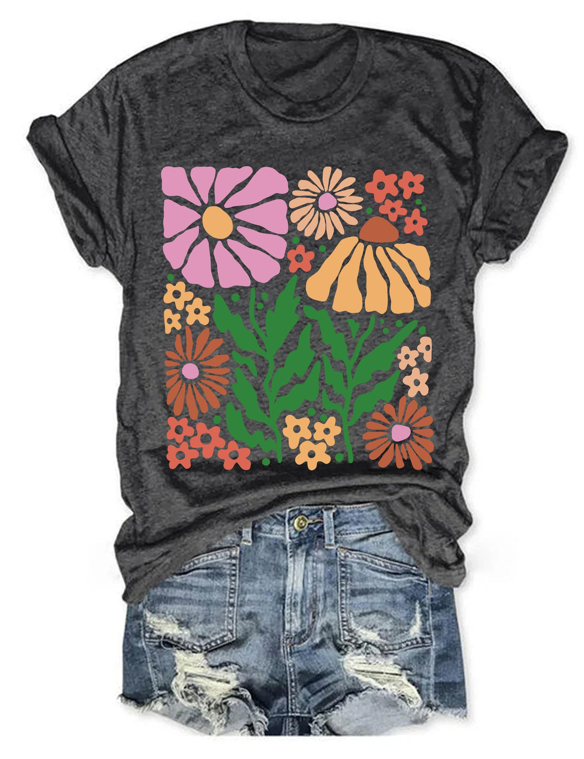 Retro-Blumen-T-Shirt