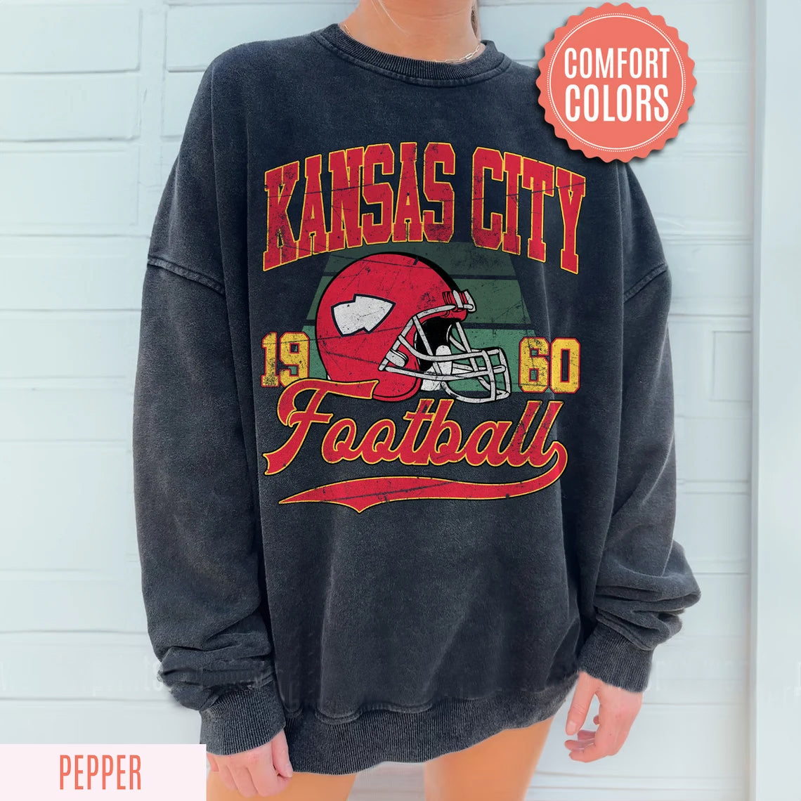 Kansas City Football-Sweatshirt mit Rundhalsausschnitt im Vintage-Stil