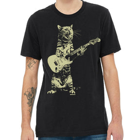 Mens Cat Playing Guitar Tshirt