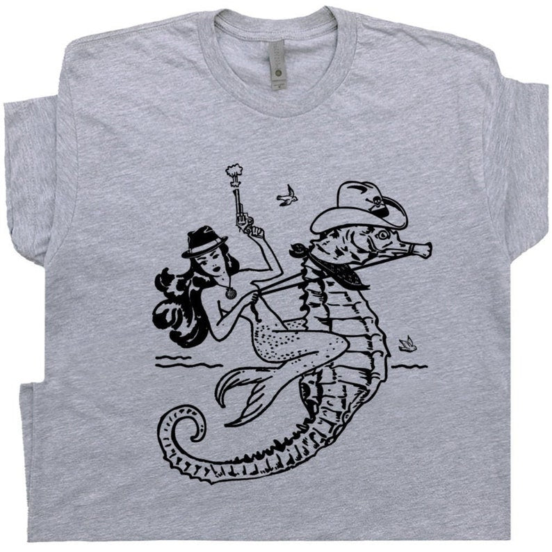 Vintages Meerjungfrau-Cowgirl-cooles Rodeo-niedliches Grafik-Shirt 
