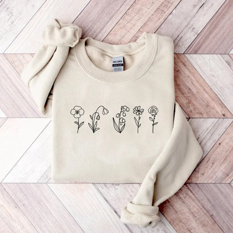 Geburtsblumen Sweatshirt, Muttertagsgeschenk