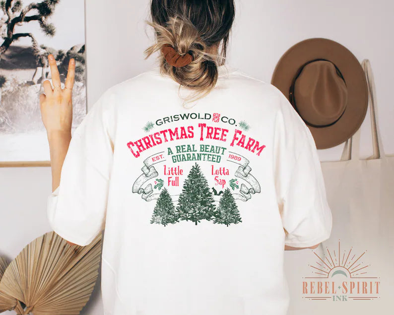 T-Shirt mit doppelseitigem Aufdruck „Weihnachtsbaum“.