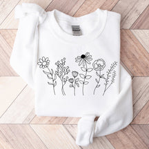 Blumen-Sweatshirt, botanisches Wildblumen-Sweatshirt