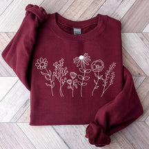 Blumen-Sweatshirt, botanisches Wildblumen-Sweatshirt
