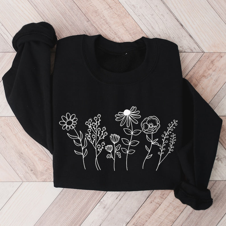 Flower Sweatshirt Botanical Wildflower Sweatshirt