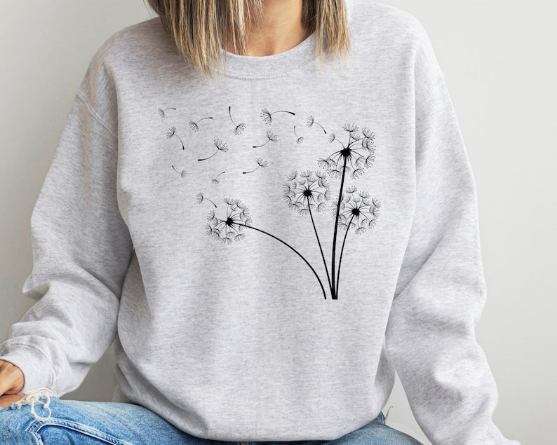 Dandelion Sweatshirt  Boho Windflower Sweatshirt