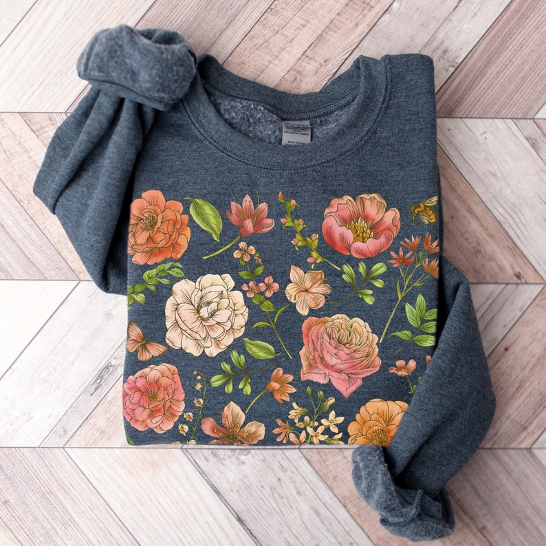 Blumen-Schmetterlings-Bienen-Pullover-Sweatshirt