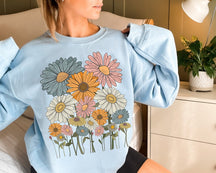 Retro-Gänseblümchen-Blumen-Sweatshirt