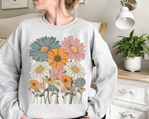 Retro Daisies Flower Sweatshirt