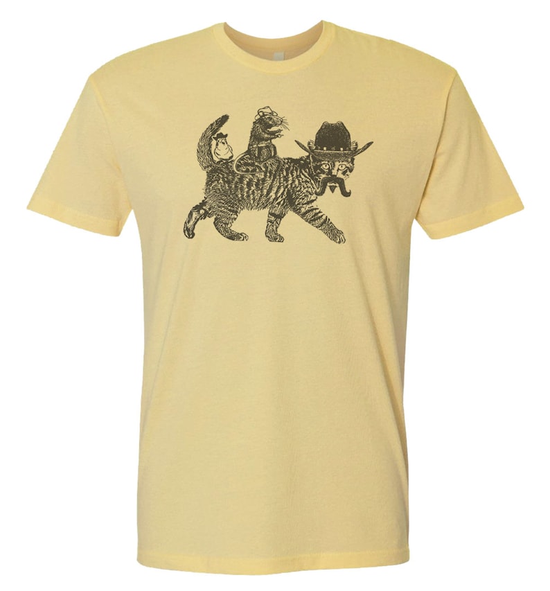 Vintages cooles Cowboy-Katzen-T-Shirt, lustiges Katzen-Shirt 