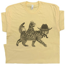 Vintages cooles Cowboy-Katzen-T-Shirt, lustiges Katzen-Shirt 