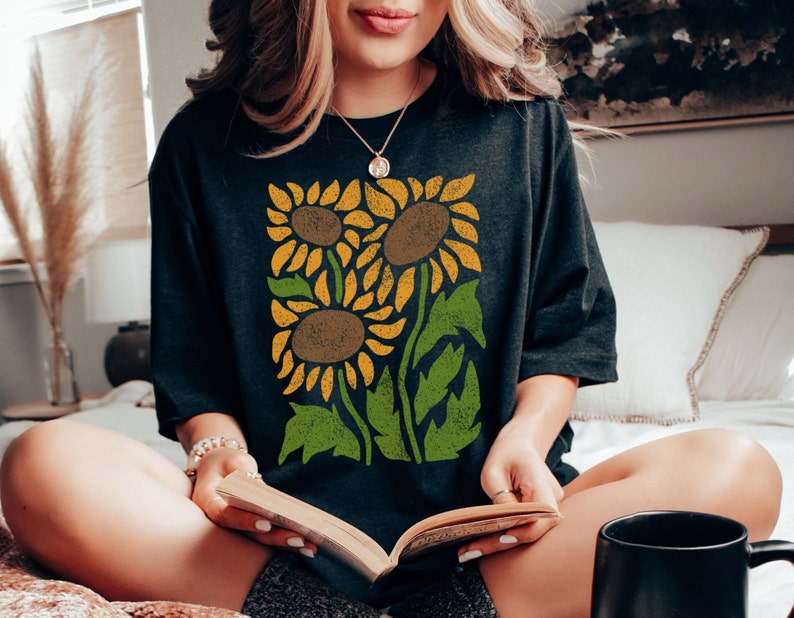 Sonnenblumen T-Shirt Boho Blumenshirt