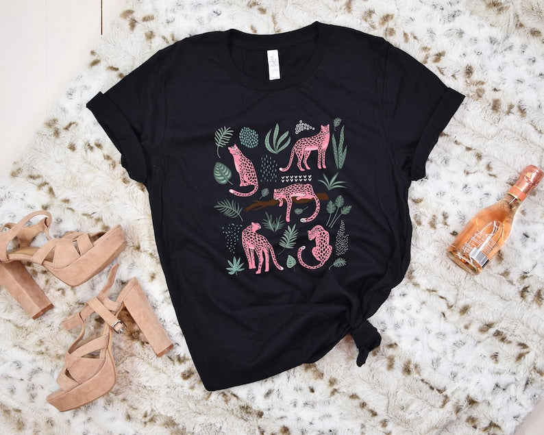 Pink Leopard Shirt Womens Animal Lover Tshirt