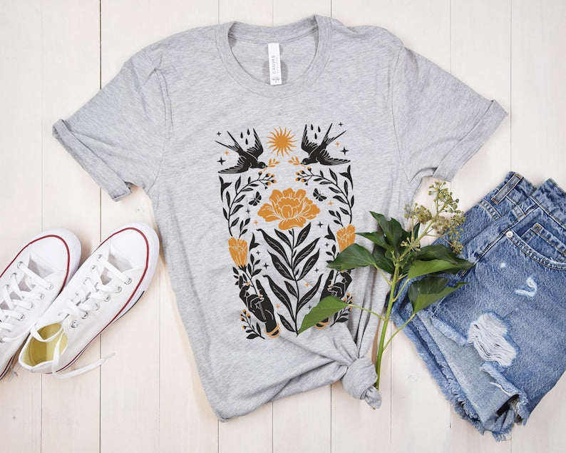 Boho-Wildblumen-Shirt, Blumenliebhaber-T-Shirt