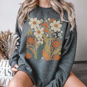 Boho Flowers Vintage Look Sweatshirt
