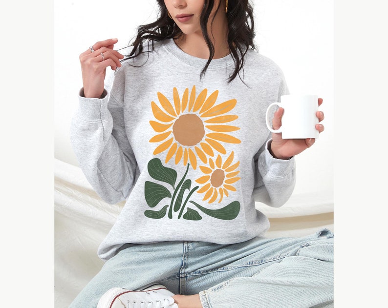 Sonnenblumen Sweatshirt Boho Wildblumen Sweatshirt