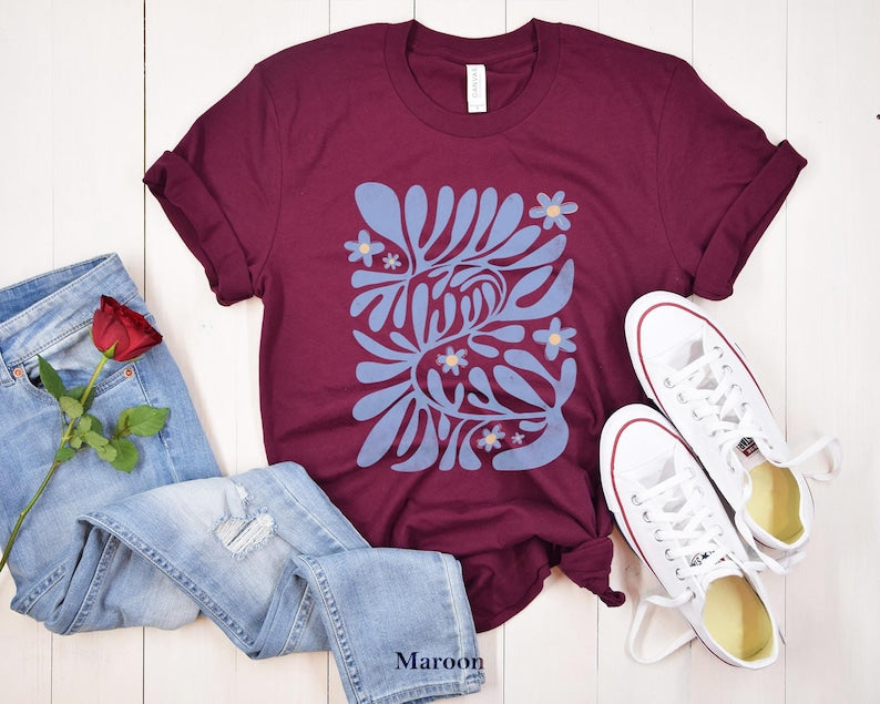 Boho-Wildblumen-T-Shirt, florales Natur-Shirt