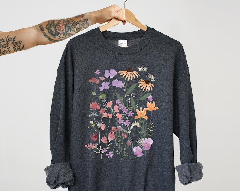 Wild Flowers Sweatshirt Unisex Wildflower Sweater