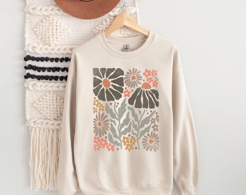 Boho Flower Sweatshirt Unisex Wildflower Sweater