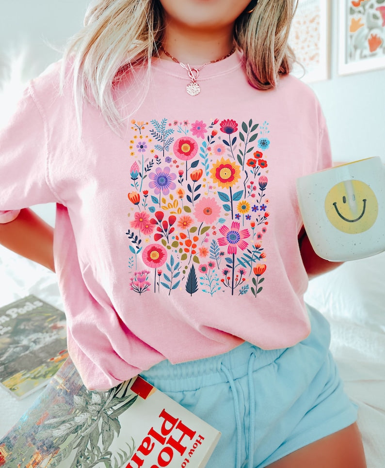 Valentinstag-Blumen-Sweatshirt. Niedlicher Wildblumen-Pullover