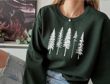 Pine Evergreen Geschenk für Naturliebhaber, bequemes Sweatshirt mit Rundhalsausschnitt