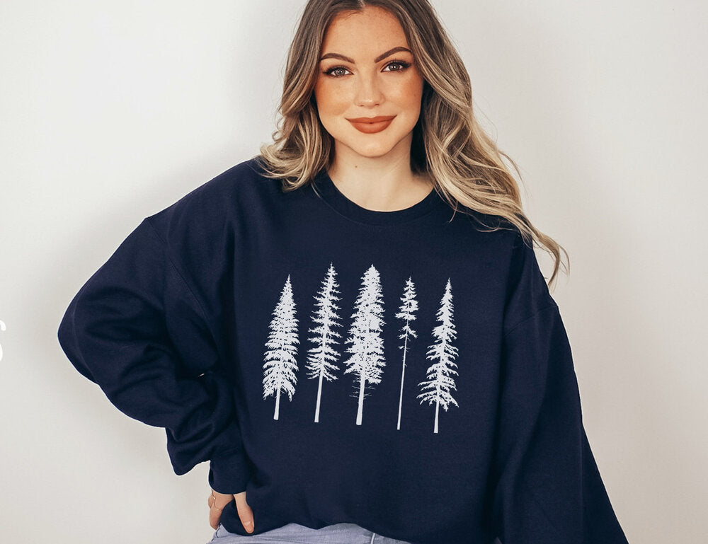 Pine Evergreen Gift for Nature Lovers Crew Neck Comfortable Sweatshirt